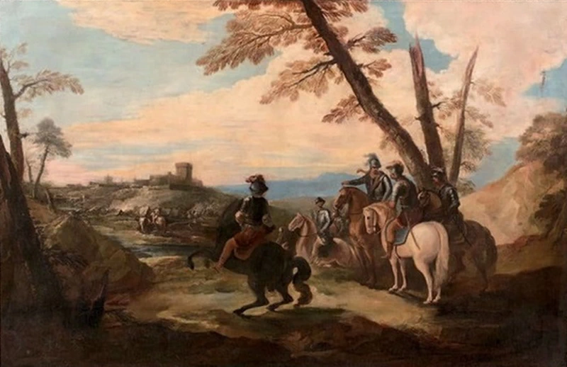 Paesaggio con cavalieri